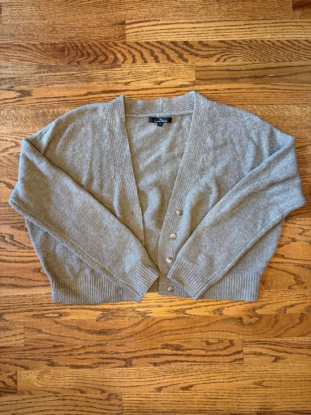 Love Tree brown Ribbed Cropped Cardigan Knit Sweater Size L